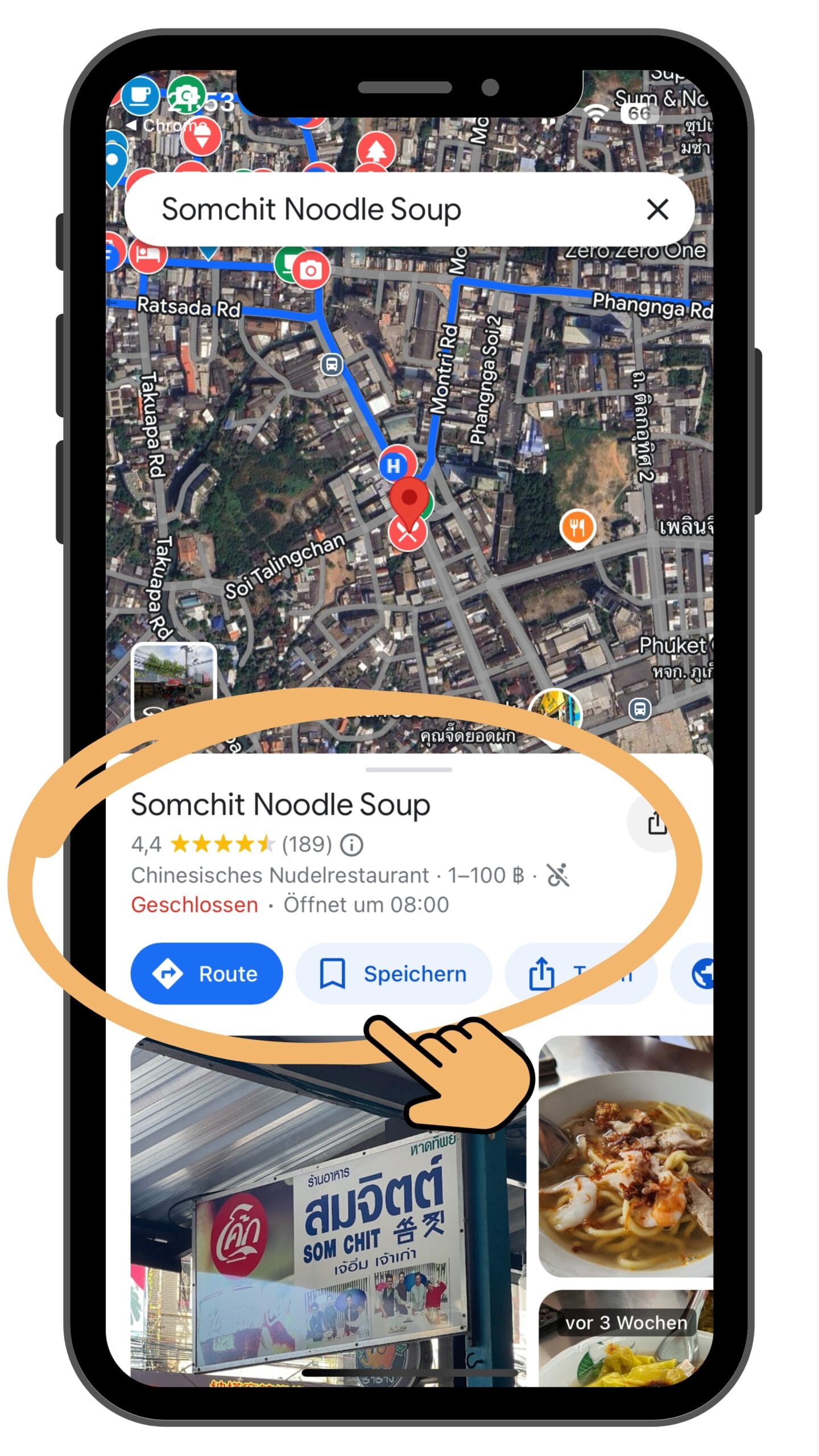 In der Google Maps App den Spot speichern oder Navigation starten