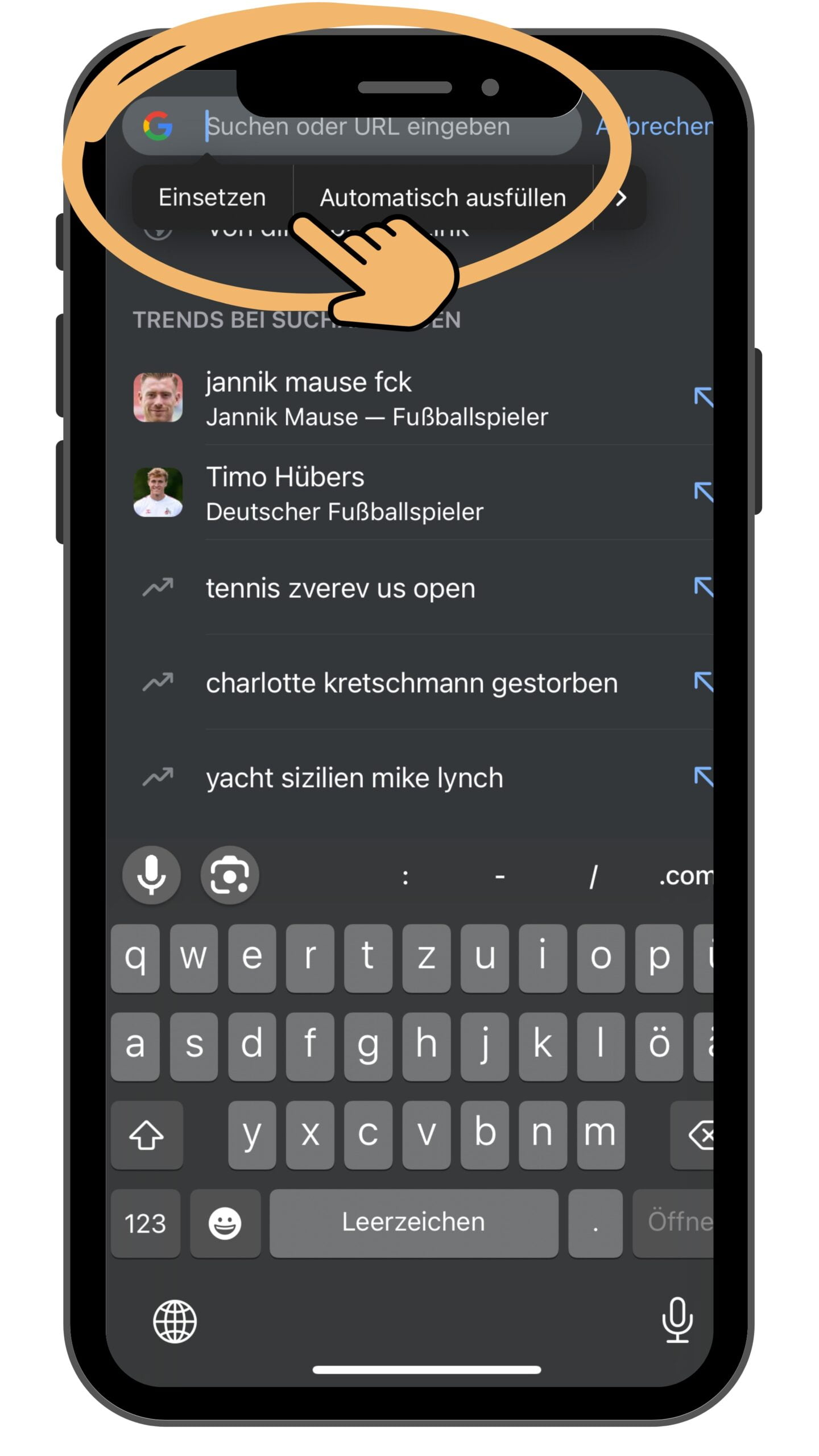 Karten-Link in die Chrome-Adresszeile einfügen und Karte aufrufen