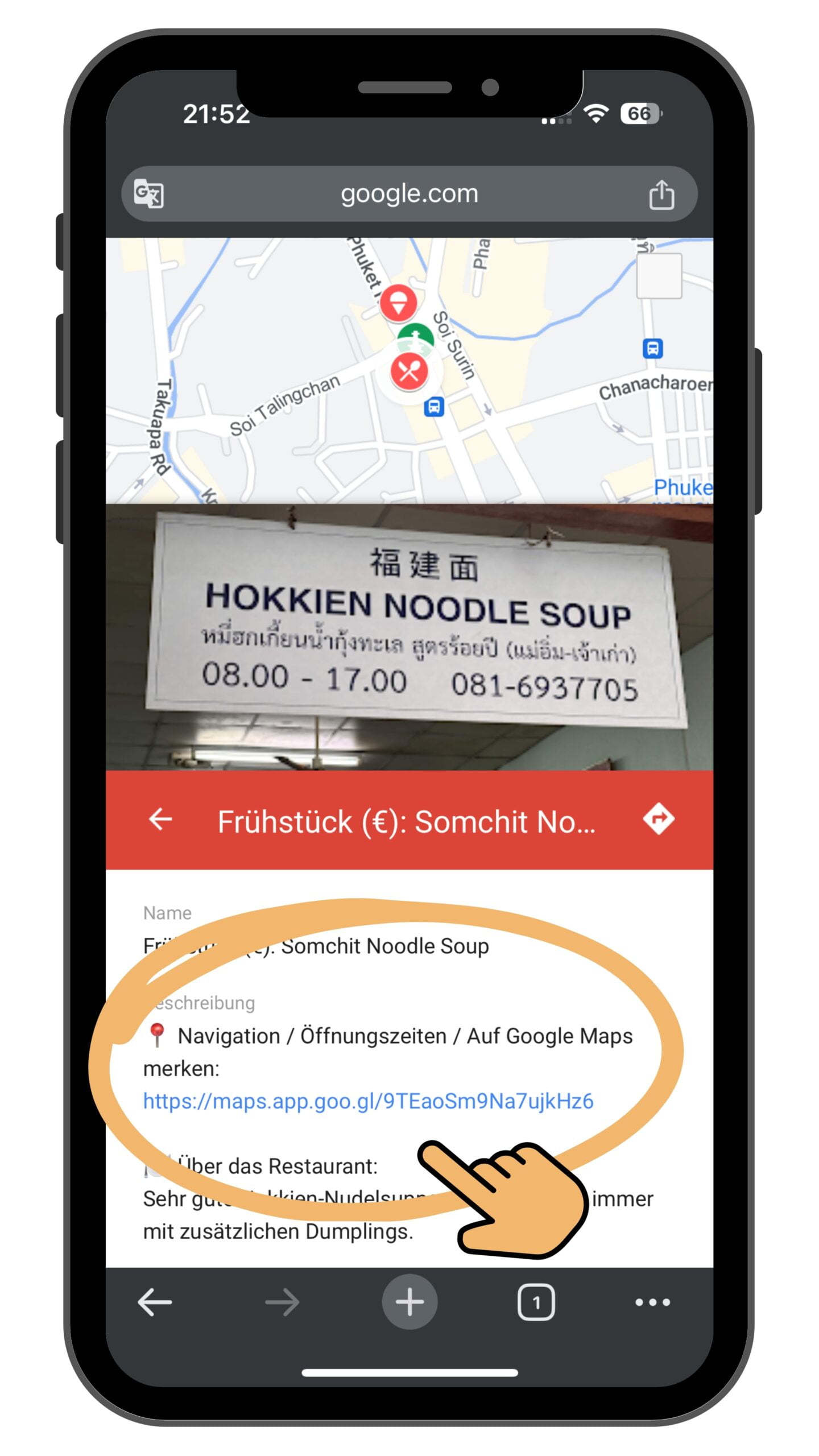 Spot vom Browser in die Google Maps App übernehmen für Navigation