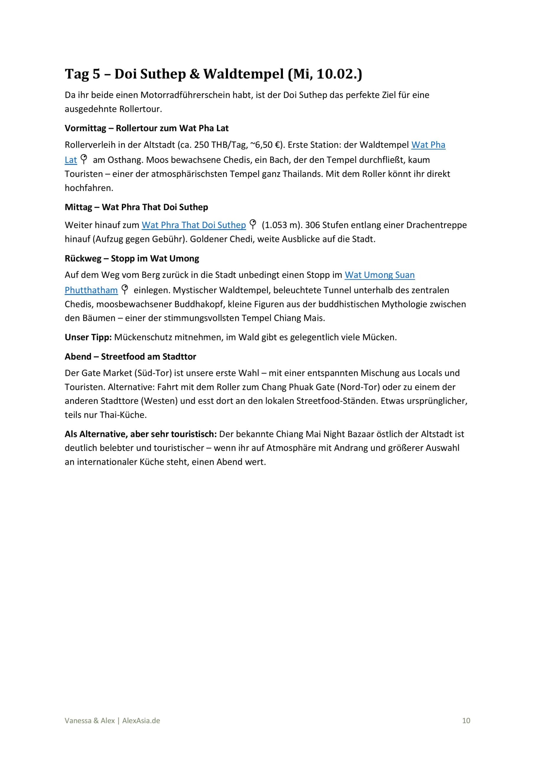 Detaillierter Tagesplan mit Aktivitäten und persönlichen Tipps