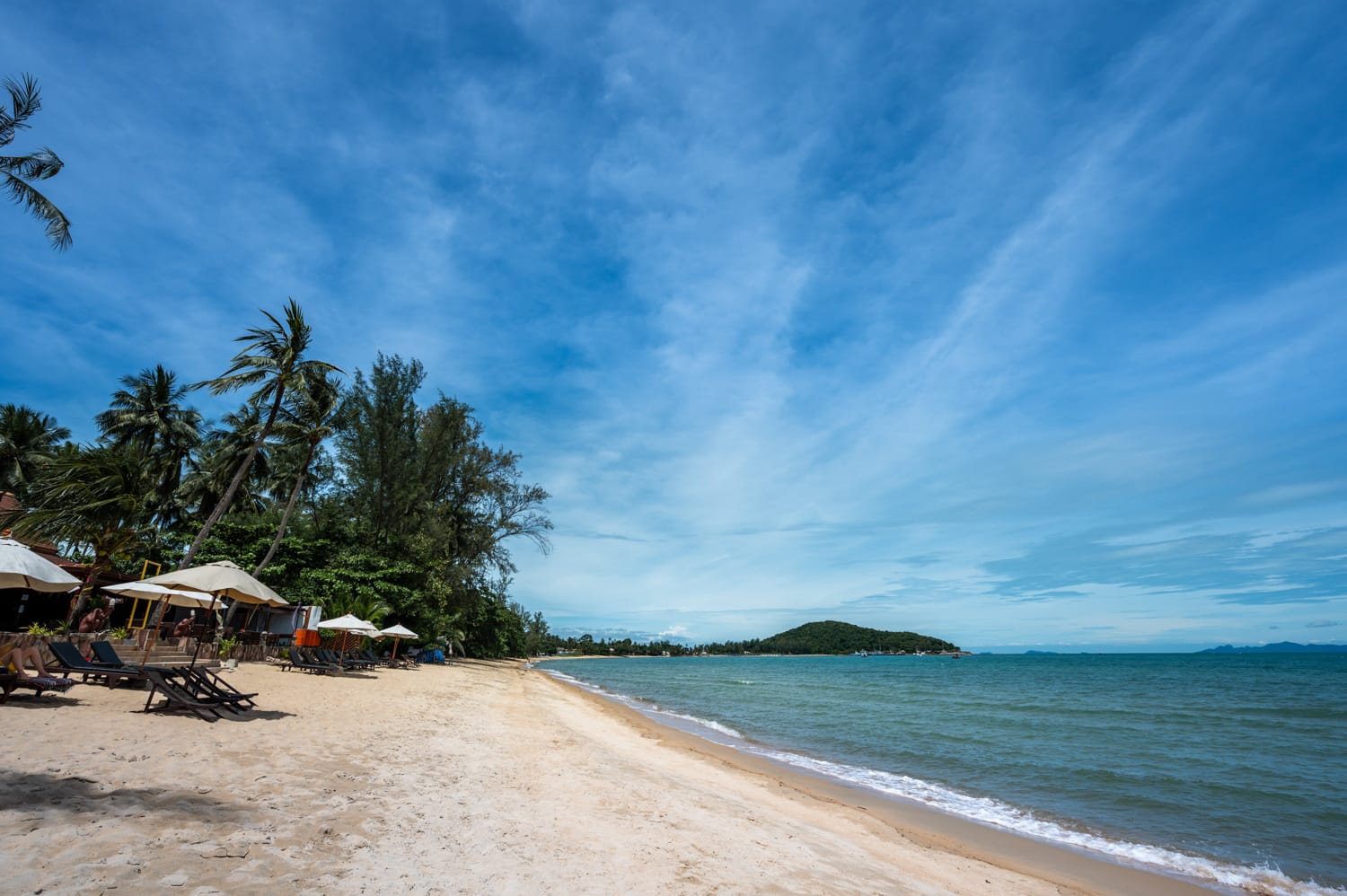 Lipa Noi Beach Tag Blick entlang des Lipa Noi Beach auf Koh Samui