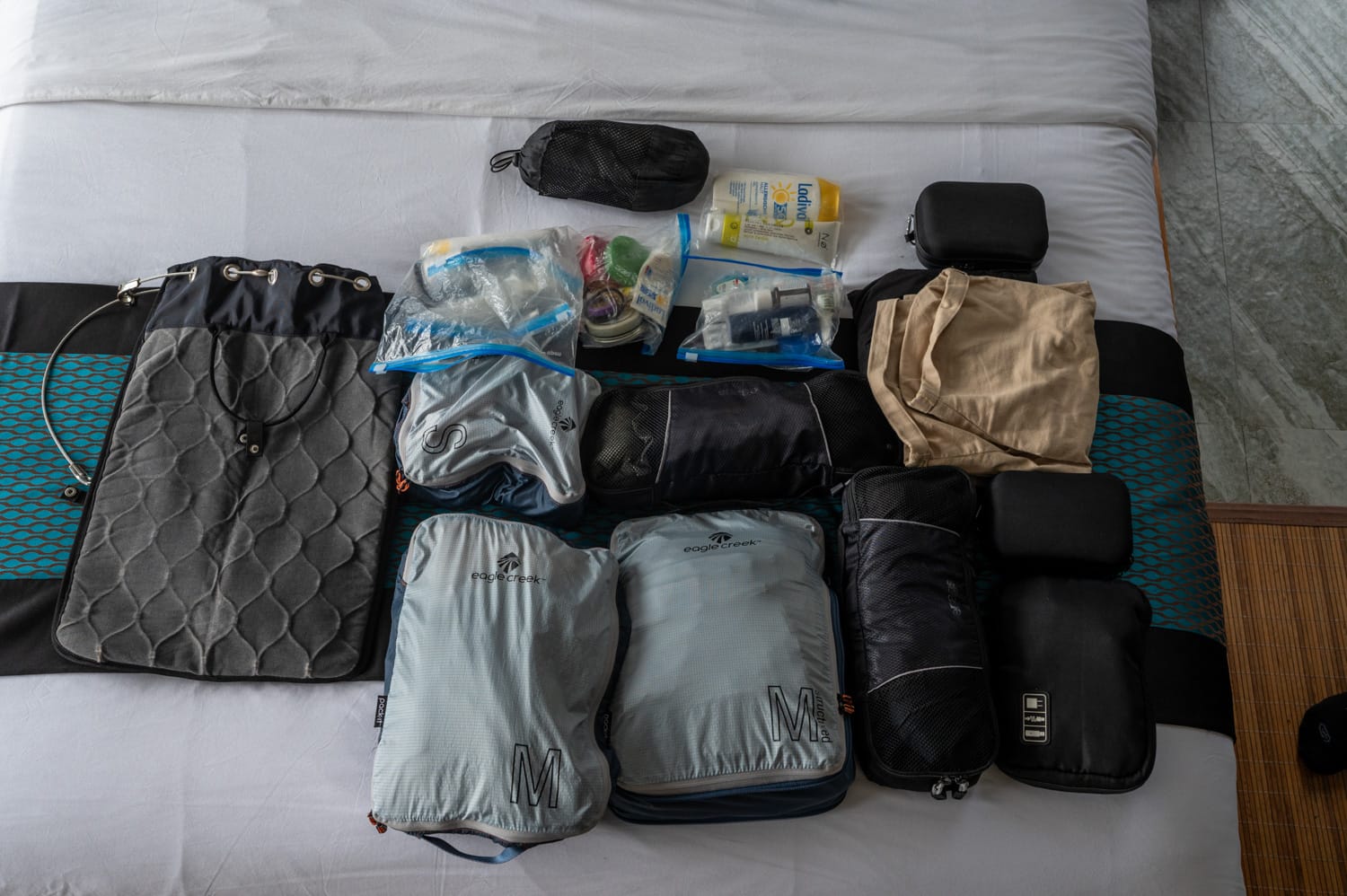 ausgepackte Packliste für Bali