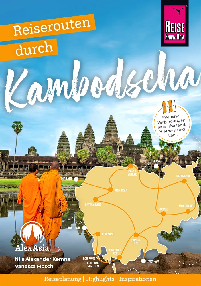 Reiserouten durch Kambodscha Reiseführer Cover Reiserouten durch Kambodscha Cover unseres Kambodscha-Reiseführers