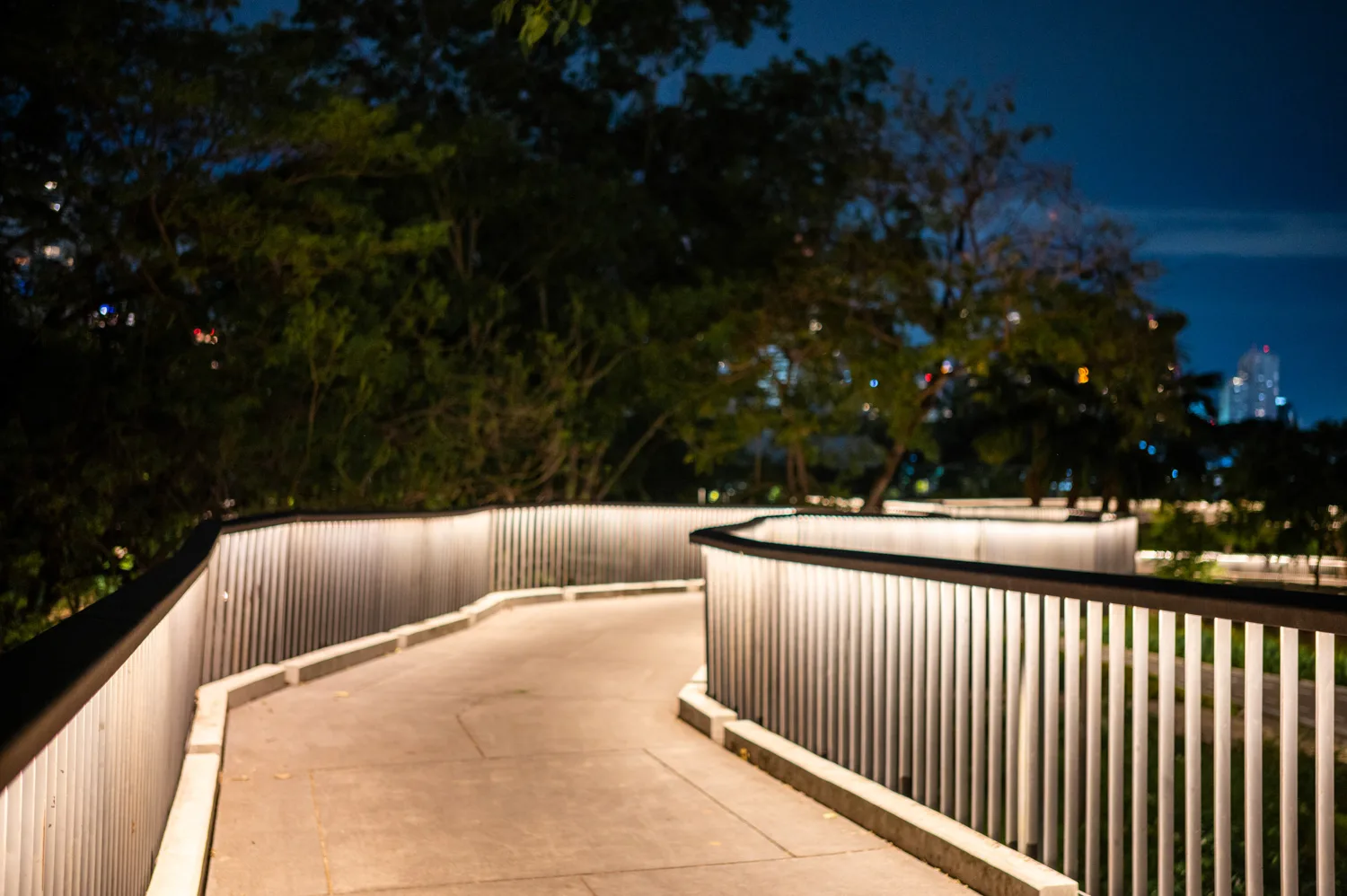 central forest bangkok benjakitti park leuchtende Brücken im Central Forest des Benjakitti Parks in Bangkok
