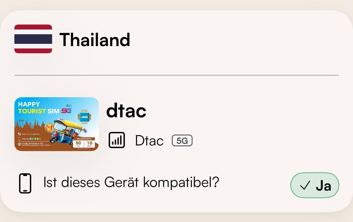 airalo thailand erfahrungen esim (1) Verschiedene esIMs mit thailändsicher Telefonnummer in der Airalo App