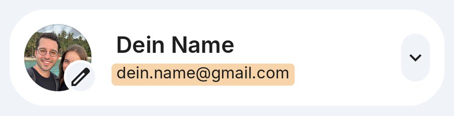 Konto in Google Maps: unter dem Namen die E-Mail-Adresse, orange markiert