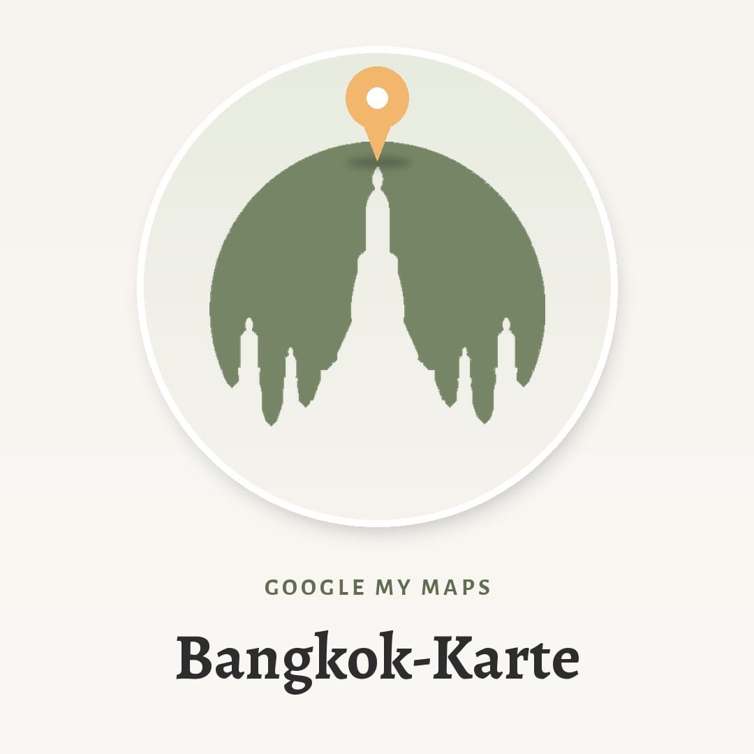 Bangkok-Karte – Wat-Arun-Silhouette als AlexAsia-Markenzeichen für die Google My Map mit 400+ Spots