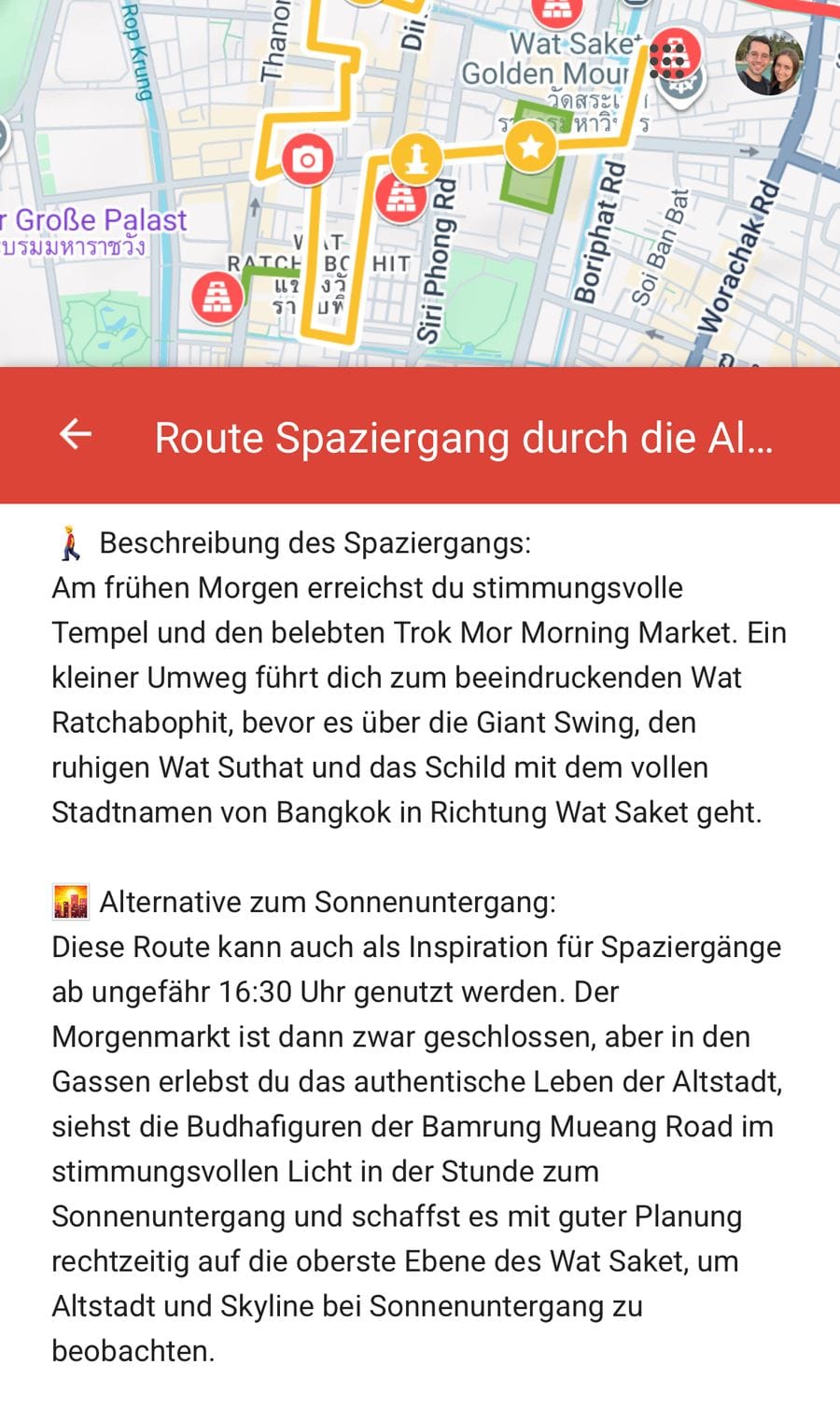 Bangkok-Karte am Handy: Spaziergang durch die Altstadt mit Beschreibung der Route