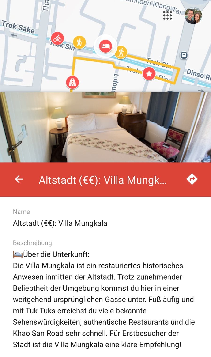 Bangkok-Karte am Handy: Villa Mungkala in der Altstadt mit Foto und unserer Einschätzung