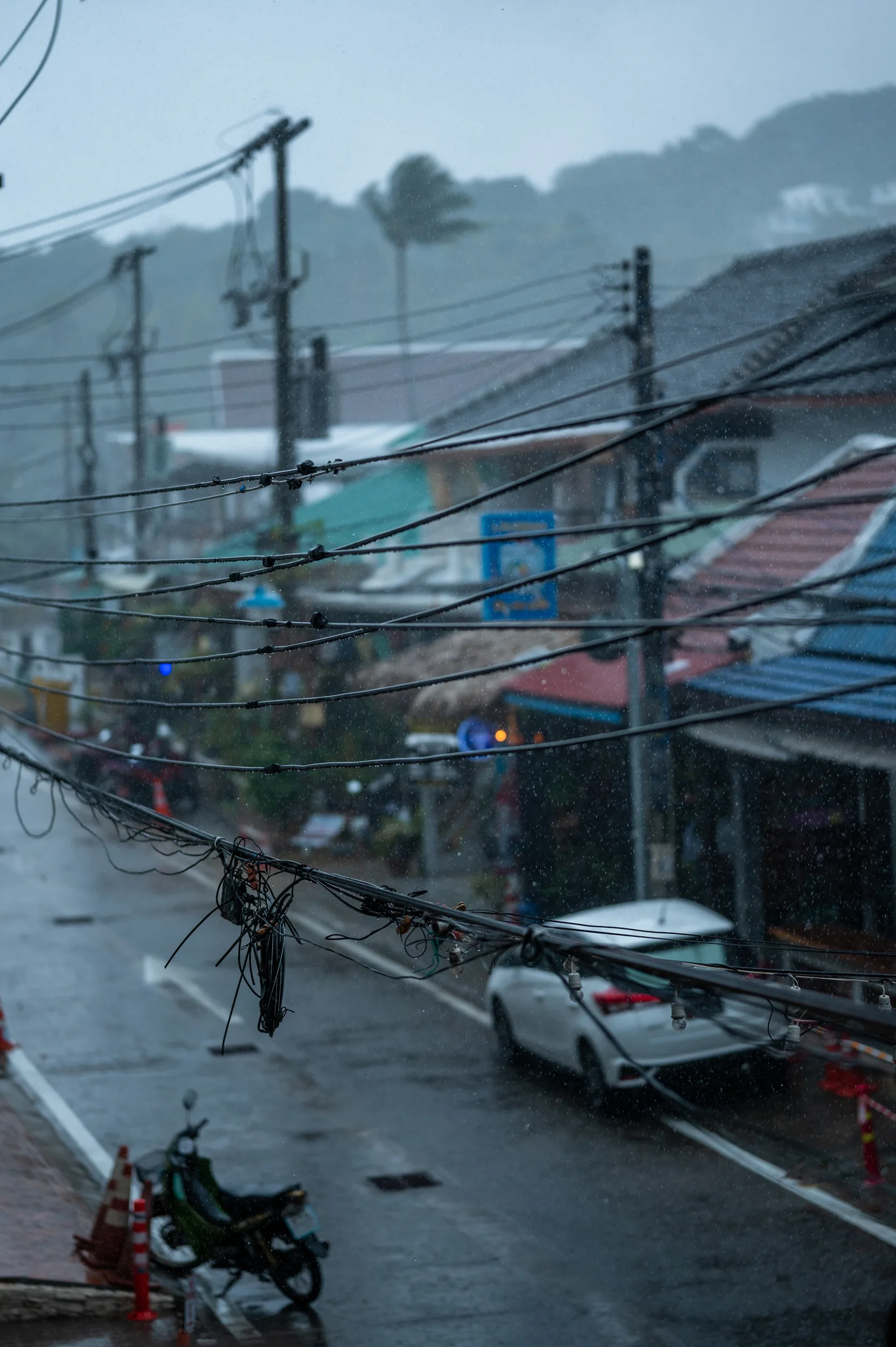 Fisherman's Village auf Koh Samui während eines starken Regenschauers im Oktober