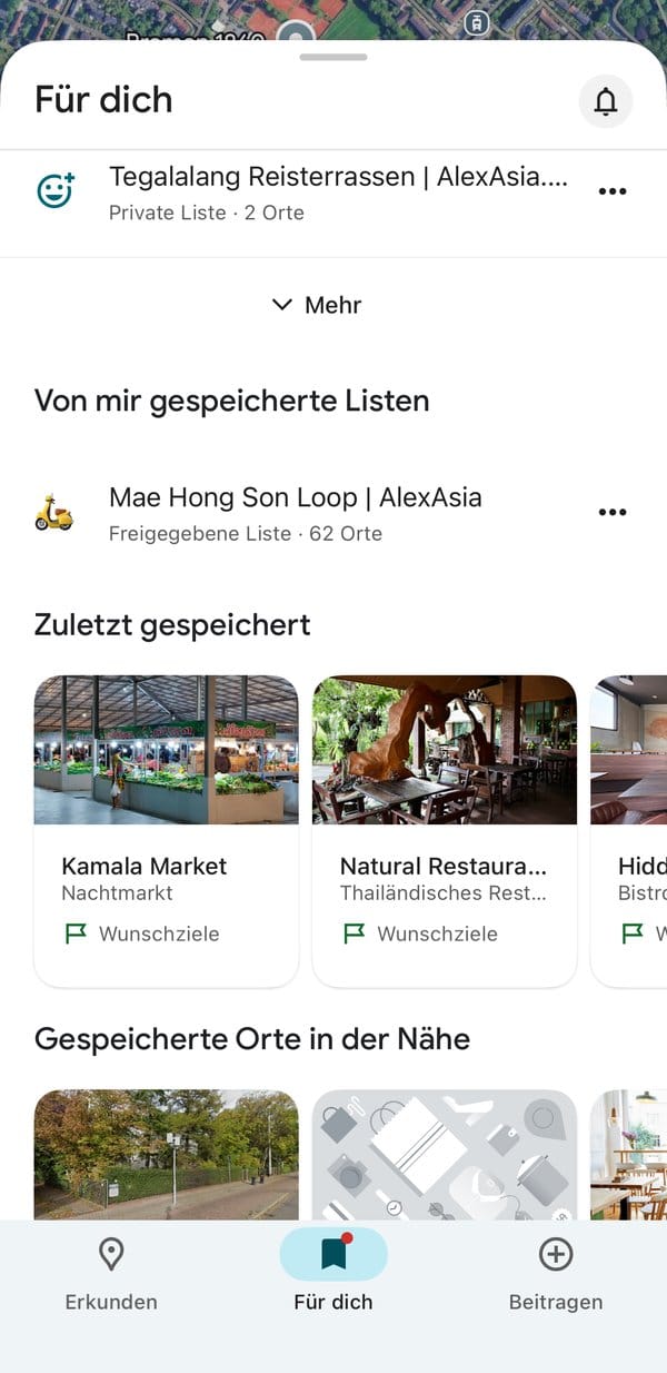 Google Maps „Für dich