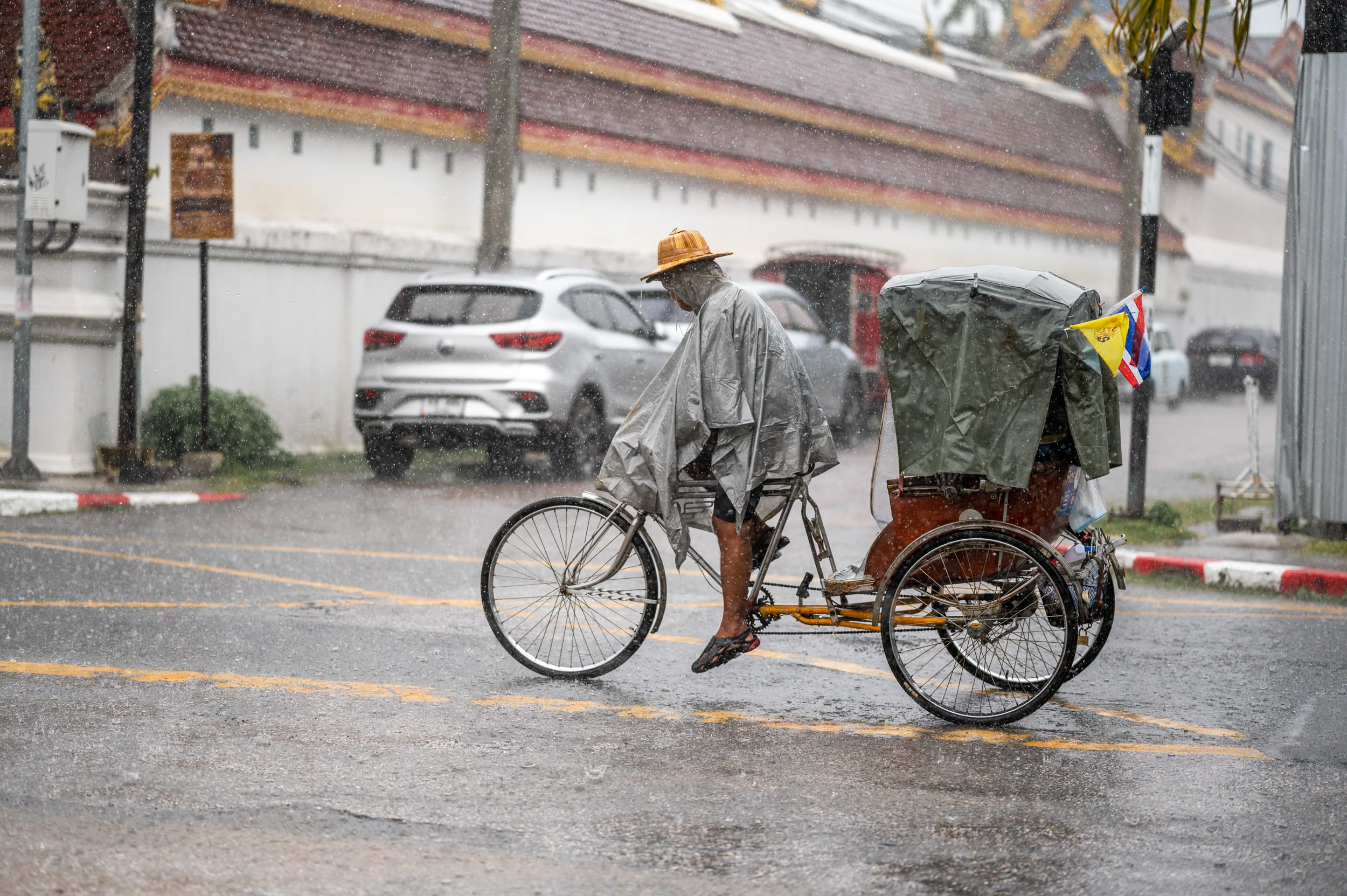 Starker Regen während der Regenzeit Thailand
