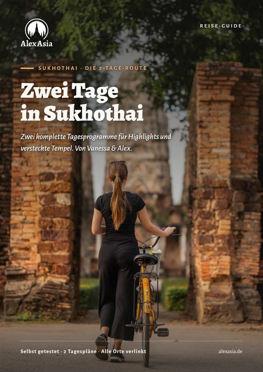 Zwei Tage in Sukhothai – Cover des PDF-Guides: mit dem Fahrrad durch die Tempelruinen, von AlexAsia